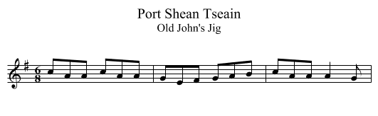 Port Shean Tseain - staff notation