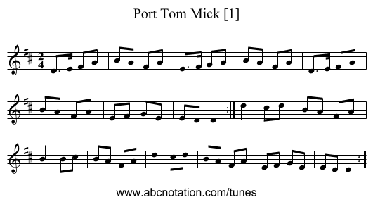 Port Tom Mick [1] - staff notation