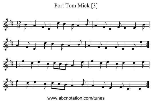 Port Tom Mick [3] - staff notation
