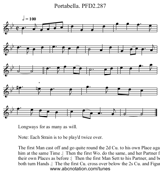 Portabella. PFD2.287 - staff notation