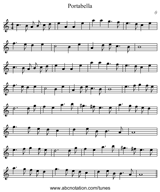 Portabella - staff notation