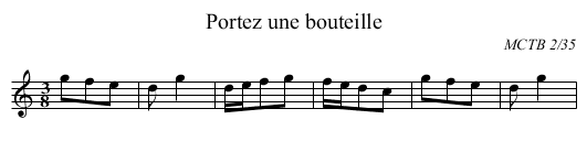 Portez une bouteille - staff notation