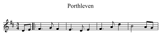 Porthleven - staff notation