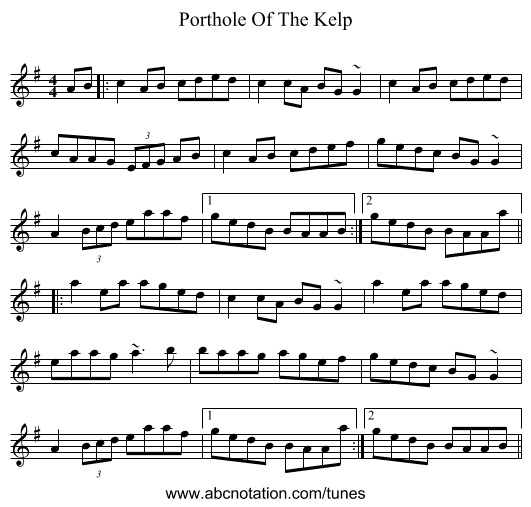Porthole Of The Kelp - staff notation