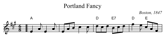 Portland Fancy - staff notation