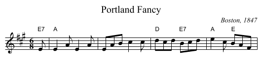 Portland Fancy - staff notation