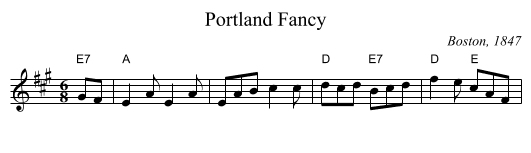 Portland Fancy - staff notation