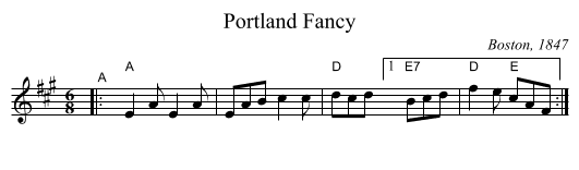 Portland Fancy - staff notation