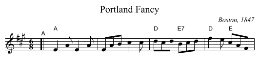 Portland Fancy - staff notation