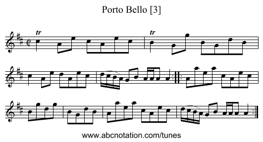 Porto Bello [3] - staff notation