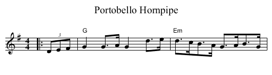 Portobello Hornpipe - staff notation