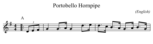 Portobello Hornpipe - staff notation