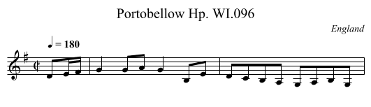 Portobellow Hp. WI.096 - staff notation