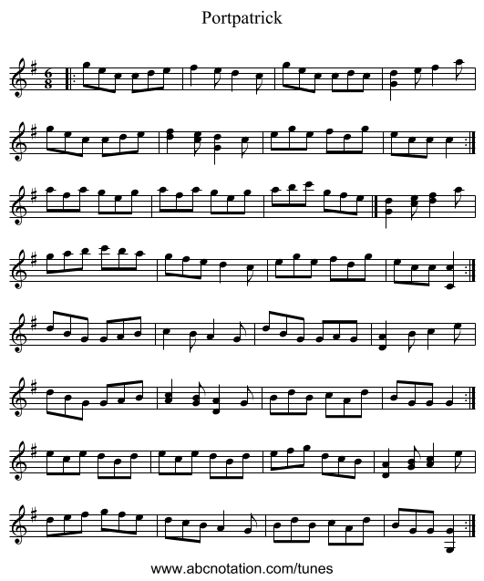 Portpatrick - staff notation
