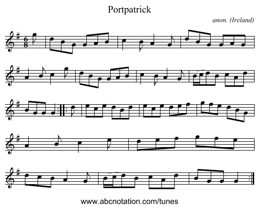 Portpatrick - staff notation