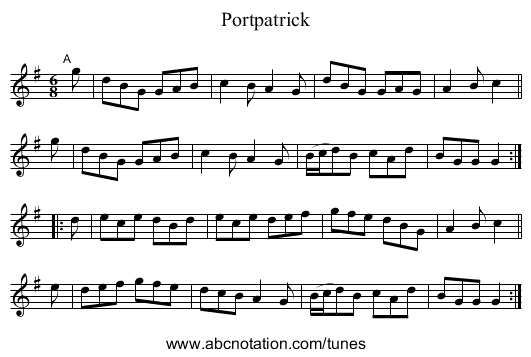 Portpatrick - staff notation