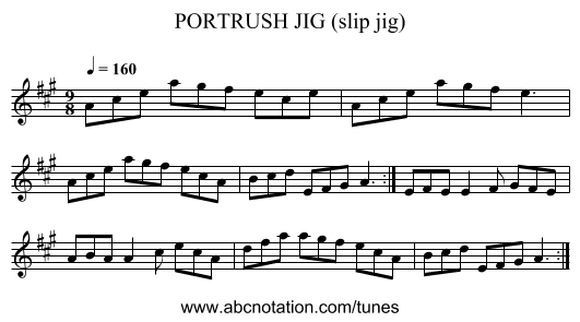PORTRUSH JIG (slip jig) - staff notation