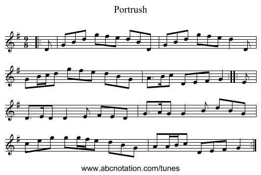 Portrush - staff notation