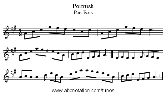 Portrush - staff notation