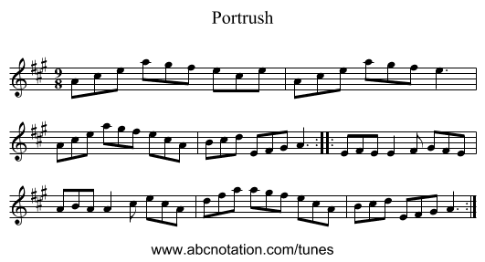 Portrush - staff notation