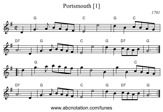 Portsmouth [1] - staff notation
