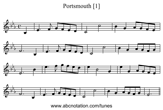 Portsmouth [1] - staff notation