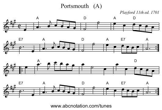 Portsmouth   (A) - staff notation