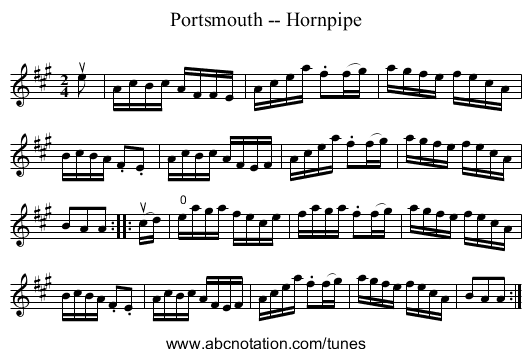 Portsmouth -- Hornpipe - staff notation