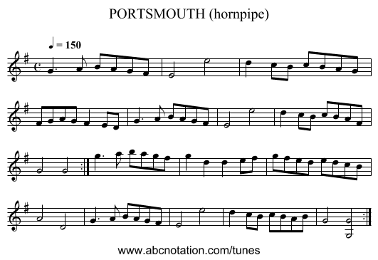 PORTSMOUTH (hornpipe) - staff notation