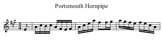 Portsmouth Hornpipe - staff notation