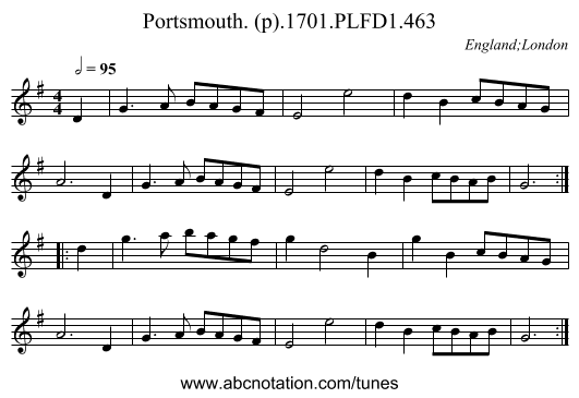 Portsmouth. (p).1701.PLFD1.463 - staff notation