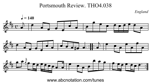Portsmouth Review. THO4.038 - staff notation