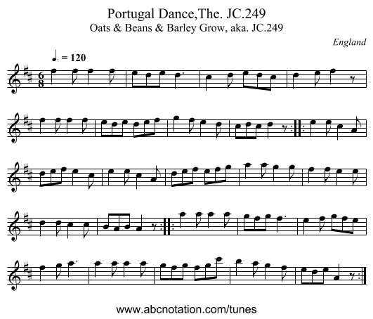 Portugal Dance,The. JC.249 - staff notation