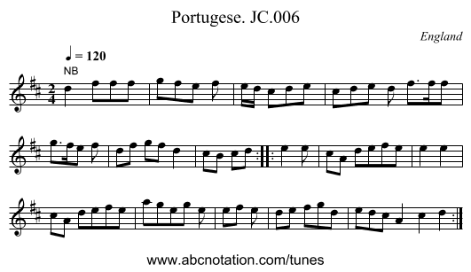 Portugese. JC.006 - staff notation