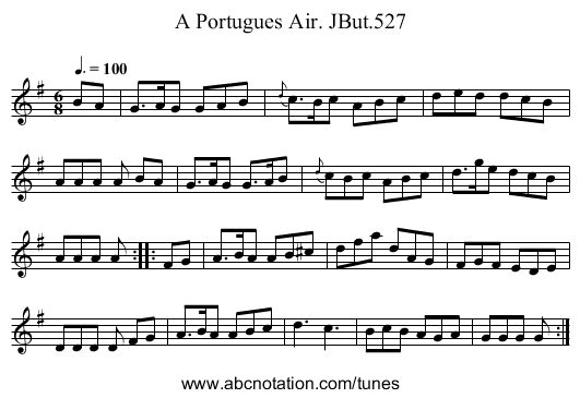 Portugues Air. JBut.527, A - staff notation