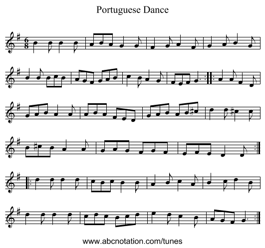 Portuguese Dance - staff notation