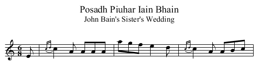 Posadh Piuhar Iain Bhain - staff notation