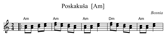 Poskaku&scaron;a  [Am] - staff notation