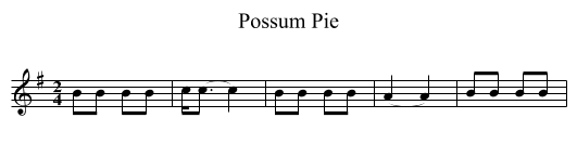Possum Pie - staff notation