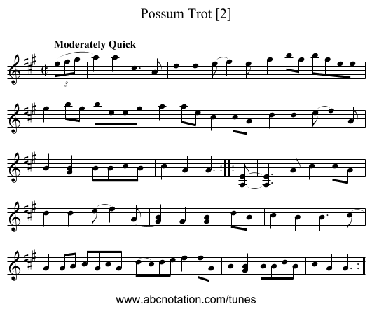 Possum Trot [2] - staff notation