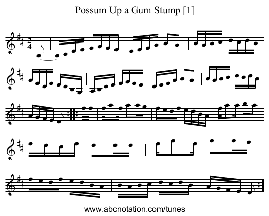 Possum Up a Gum Stump [1] - staff notation