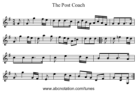 Post Coach, The - staff notation
