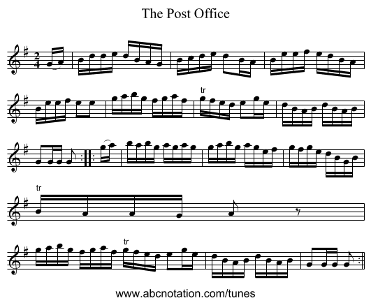 Post Office, The - staff notation