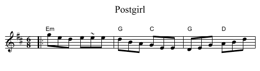 Postgirl - staff notation