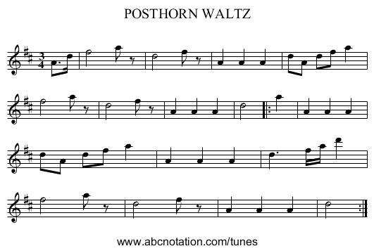 POSTHORN WALTZ - staff notation