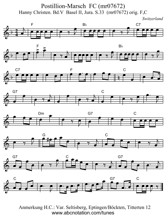 Postillion-Marsch FC (mr07672) - staff notation