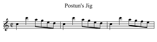 Postun's Jig - staff notation