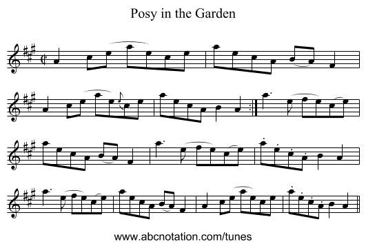 Posy in the Garden - staff notation