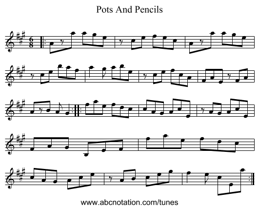 Pots And Pencils - staff notation