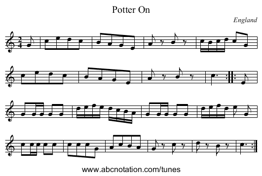 Potter On - staff notation
